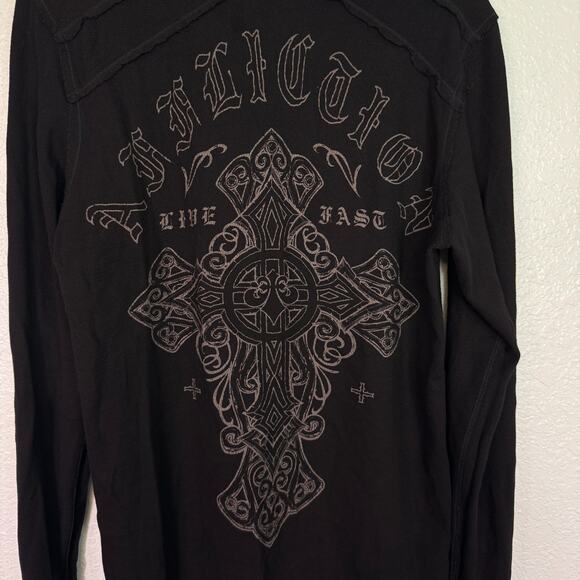 Affliction Thermal Shirt Mens Large Dakota Hills Reversible Tee Live Fast Y2K - Picture 12 of 15